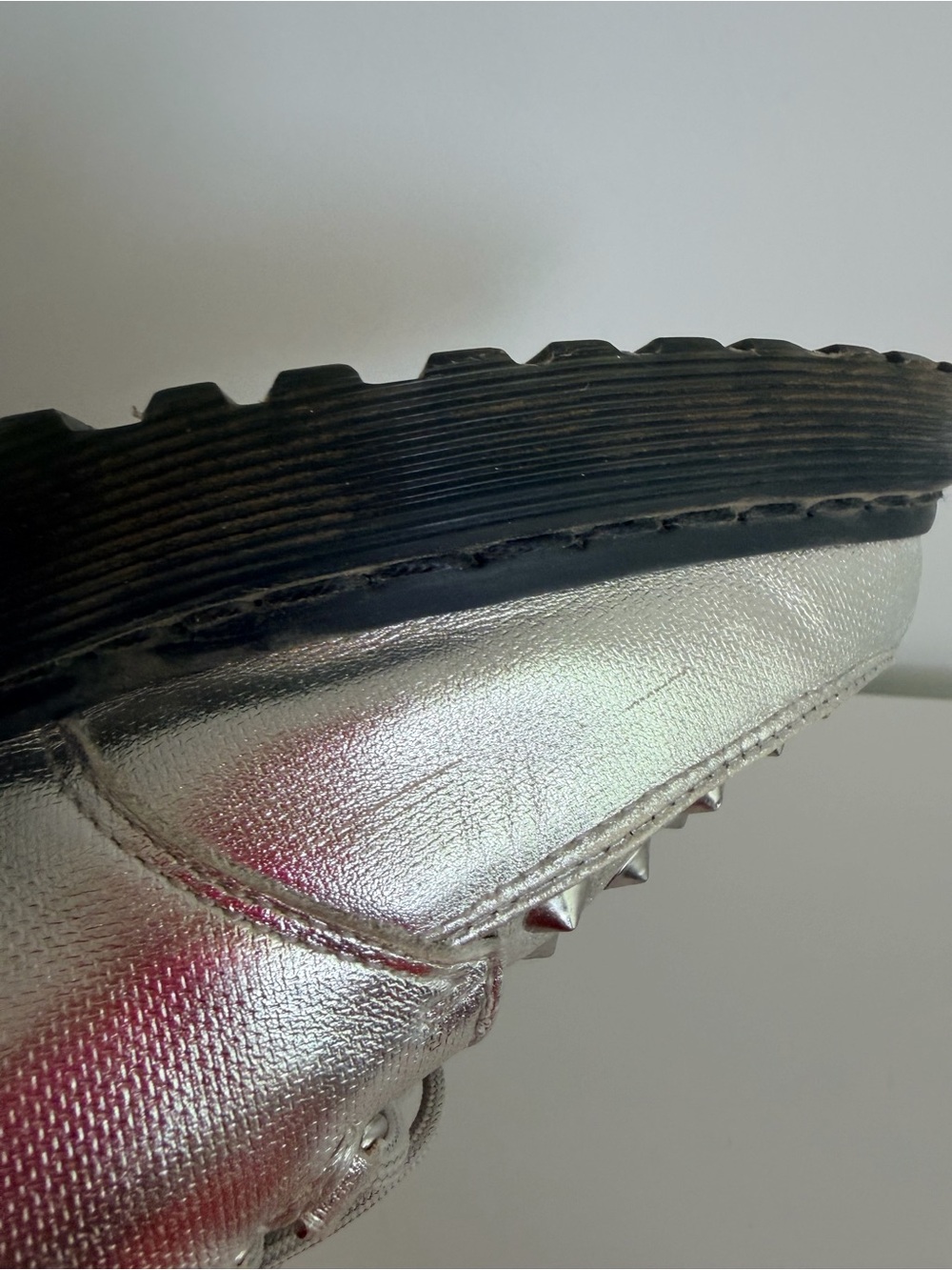 Dr Martens Silver Studded Lace-Up Shoes - Women size 9 - Picture 8 of 11